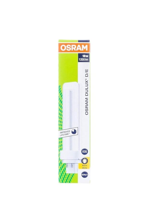 Osram Compact Fluorescent Lamp Dulux D/E 18W / 830 G24q-2, Warm White Light, Original Packaging, Pack of 8