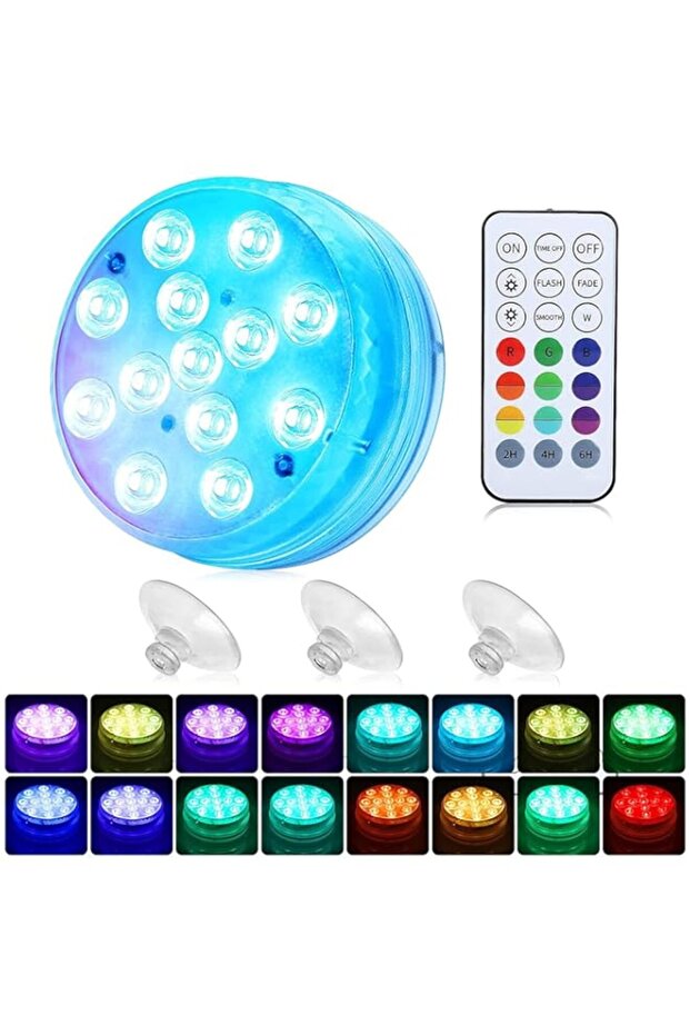 ELECDON Submersible LED Lights with Magnet and Suction Cups, RF Remote Pool Lights, IP68 Waterproof, Underwater Timing with 13 LED Pool Light (1 Pack, 3.35 Inch, Multi Color)