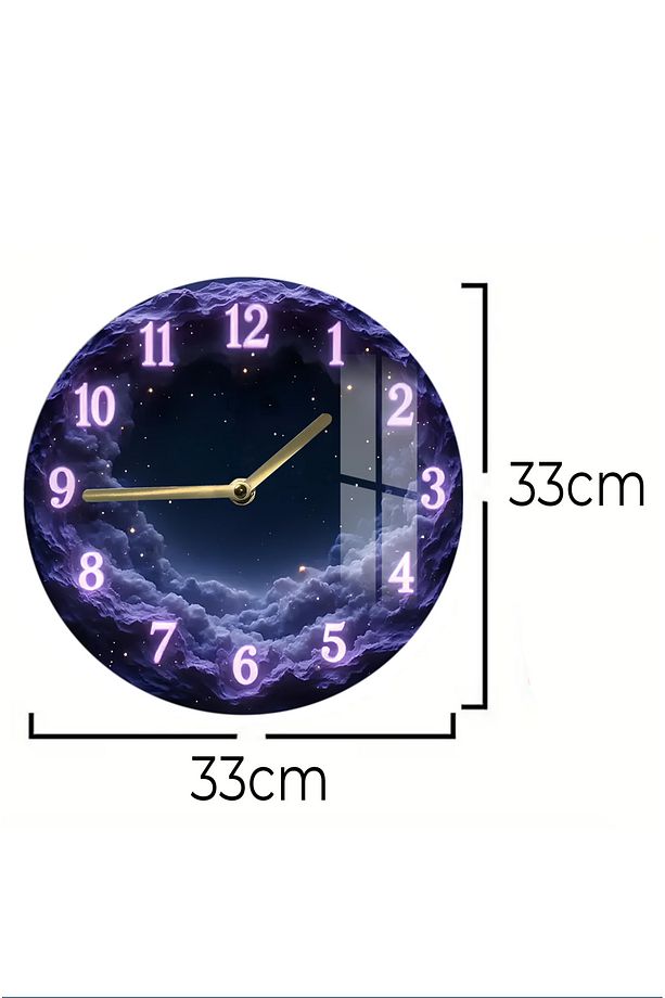 Gece Bulutları Temalı Temperli Cam Saat – 33x33 cm CSDW305 - 5