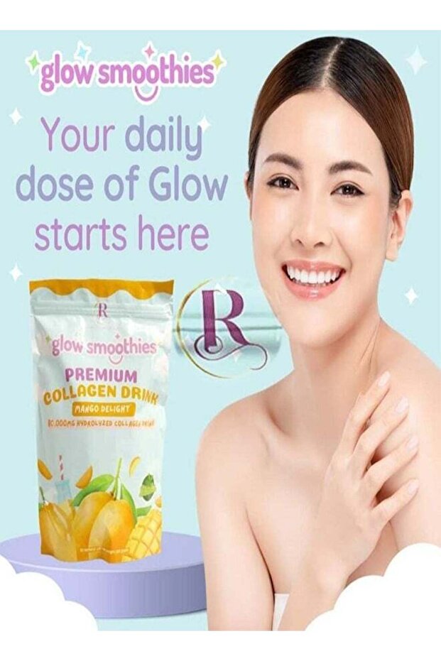 Glow Smoothies Premium Collagen Drink - Mango Delight, Infused with 80,000MG Hydrolyzed Collagen - 1