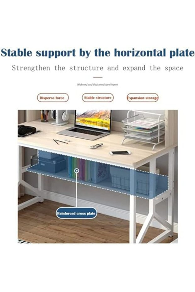 مكتب كمبيوتر مع رف كتب وطاولة دراسة - 6