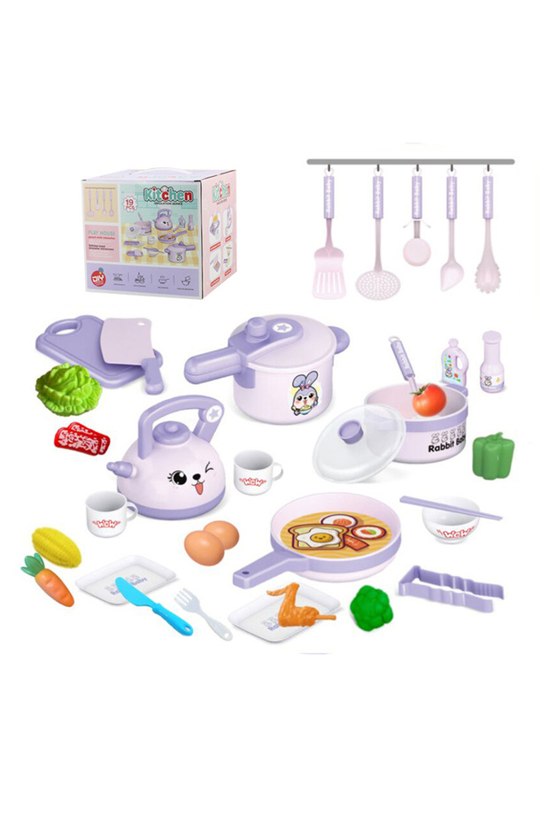 Kids Kitchen Toys,19 PCS Pretend Play Kitchen Set Cooking Toys for Kids Girls Boys Toddlers