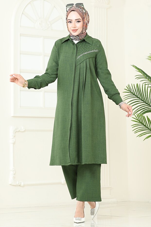 Taş Detaylı Sofia Takım 3128HBS856-MS Yeşil - 2