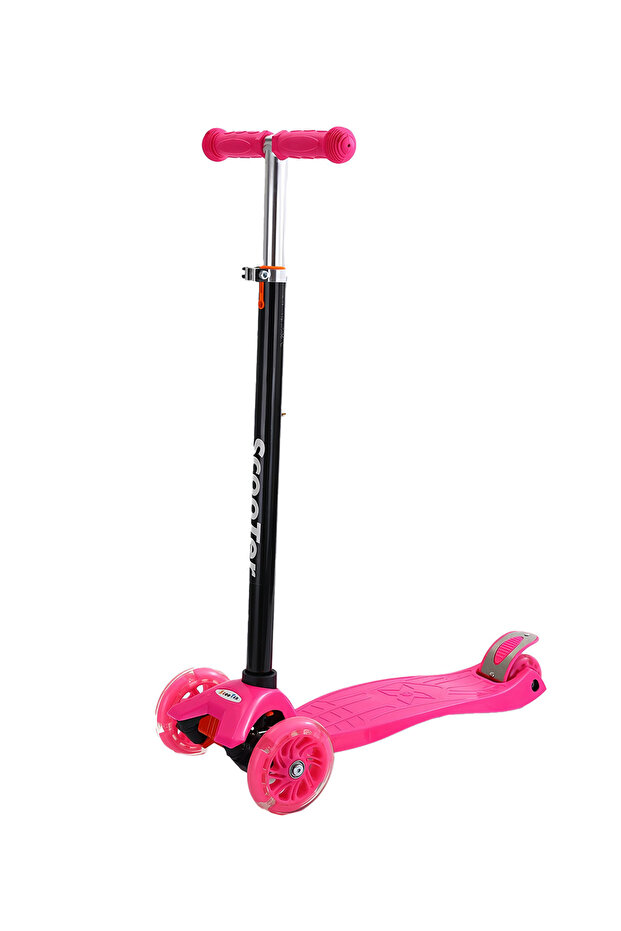 Kids Kick Scooter, with Flashing Light Wheels and 3 Height Adjustable Handle, for 7+ Years