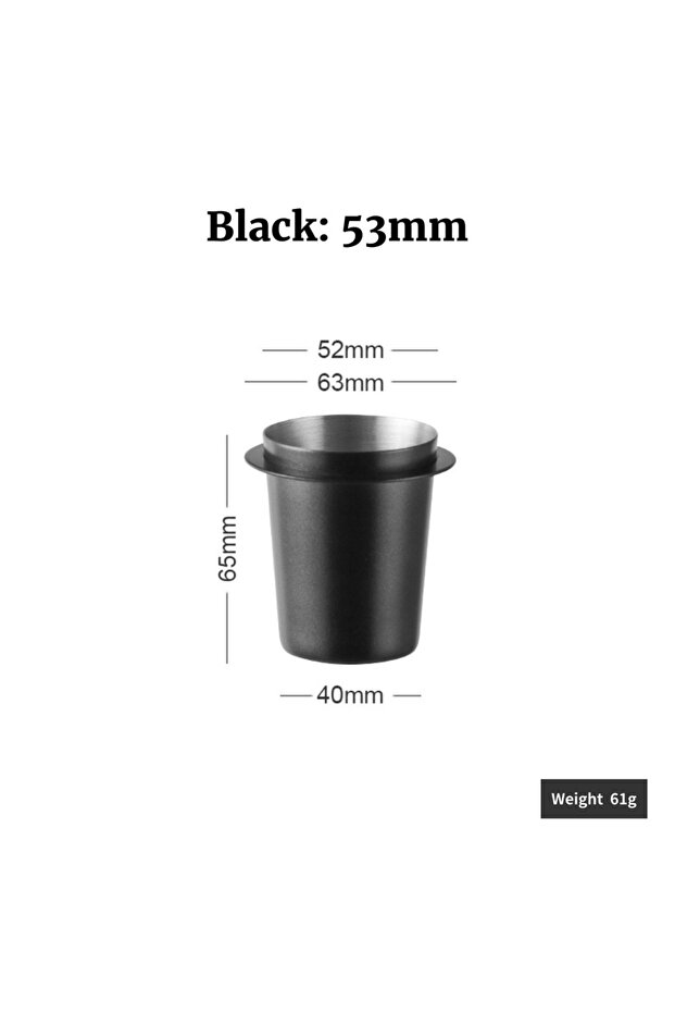 Black 53mm Coffee Dosing Cup Sniffing Mug for Espresso Machine Wear Resistant Stainless Steel Coffee