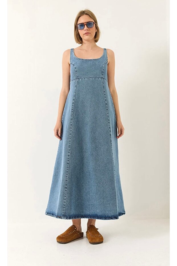 Denim Dress with Thick Straps