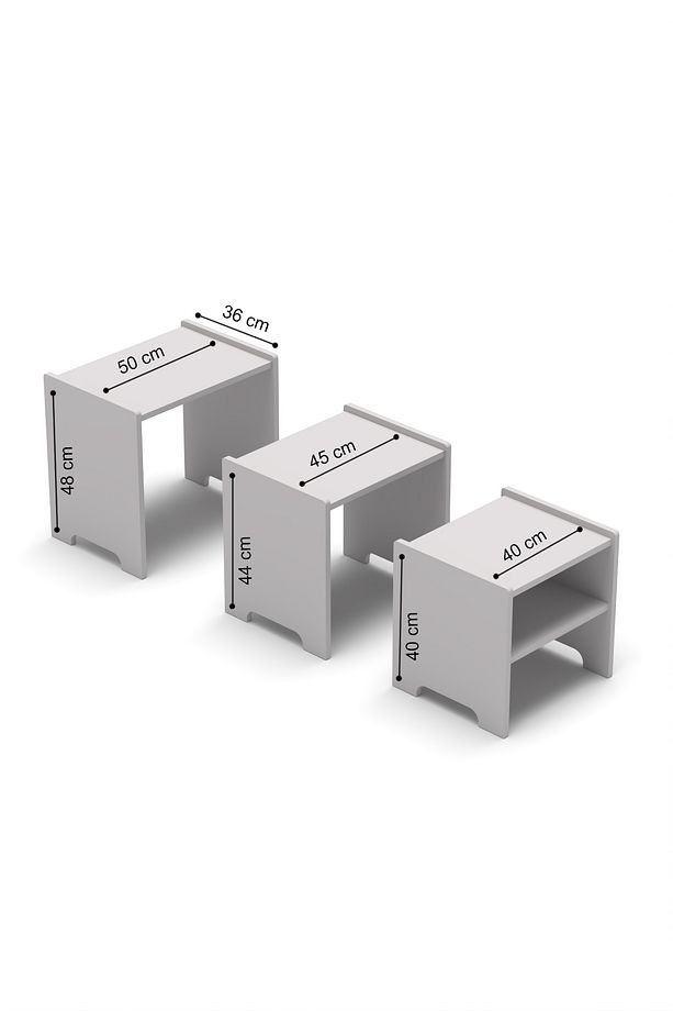 Hera 3 lü Zigon Sehpa Takımı Raflı - 7
