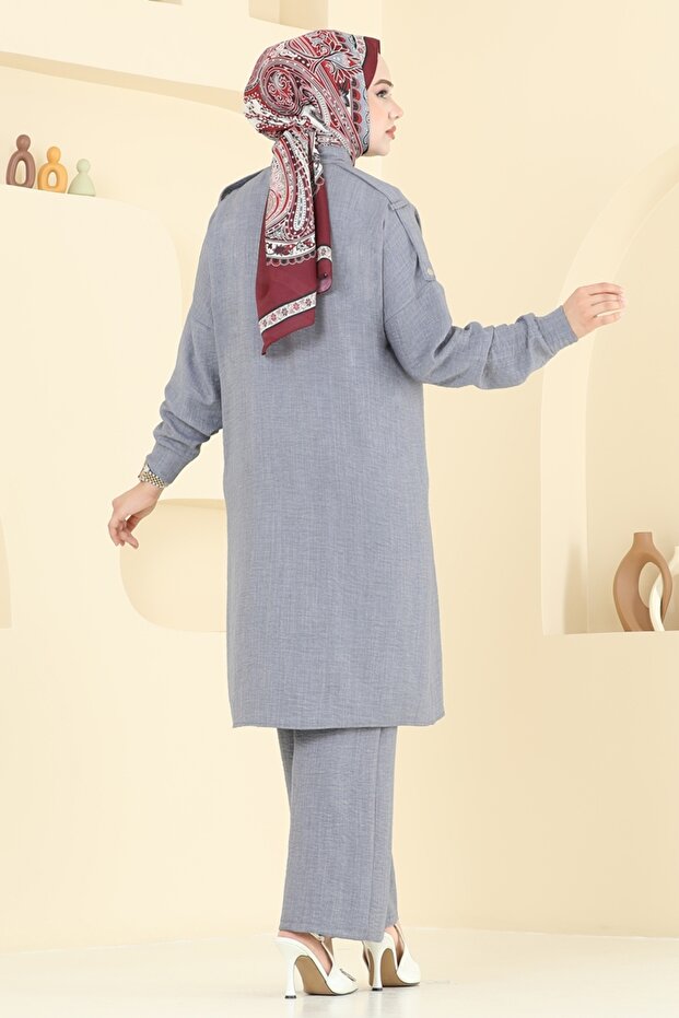 Önü Çıtçıtlı Sofia Takım 442DVL817-MS Gri - 4