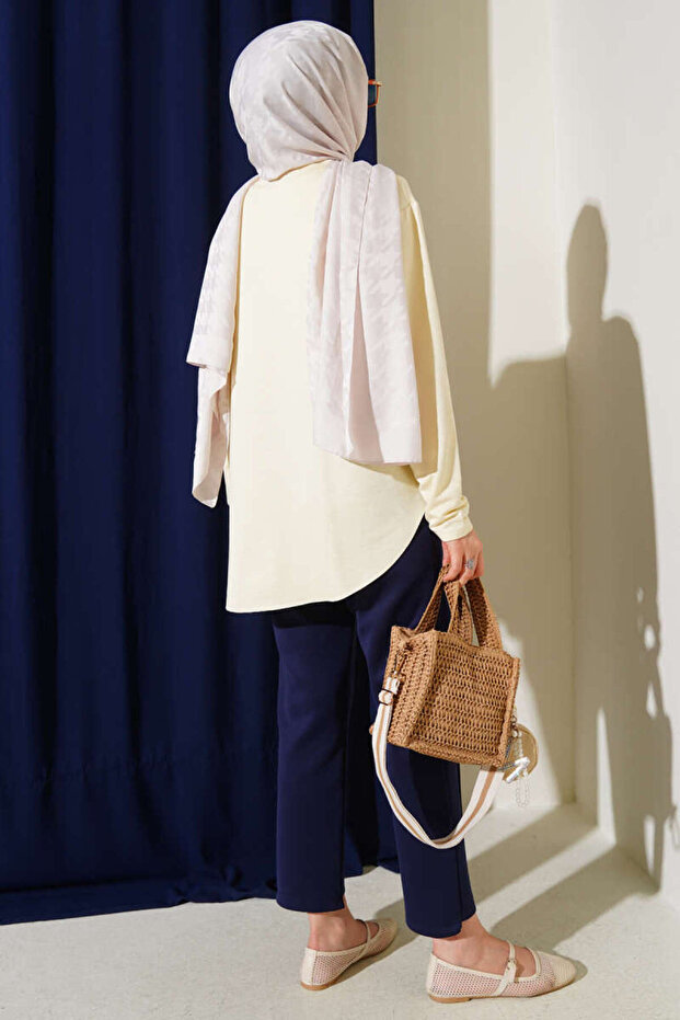 Basic Alt Dikişsiz Düz Renk Uzun Kol Tunik - 3