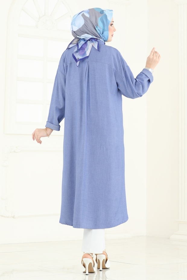 Önden Düğmeli Tunik 324HBS856-MS Açık Kot - 5