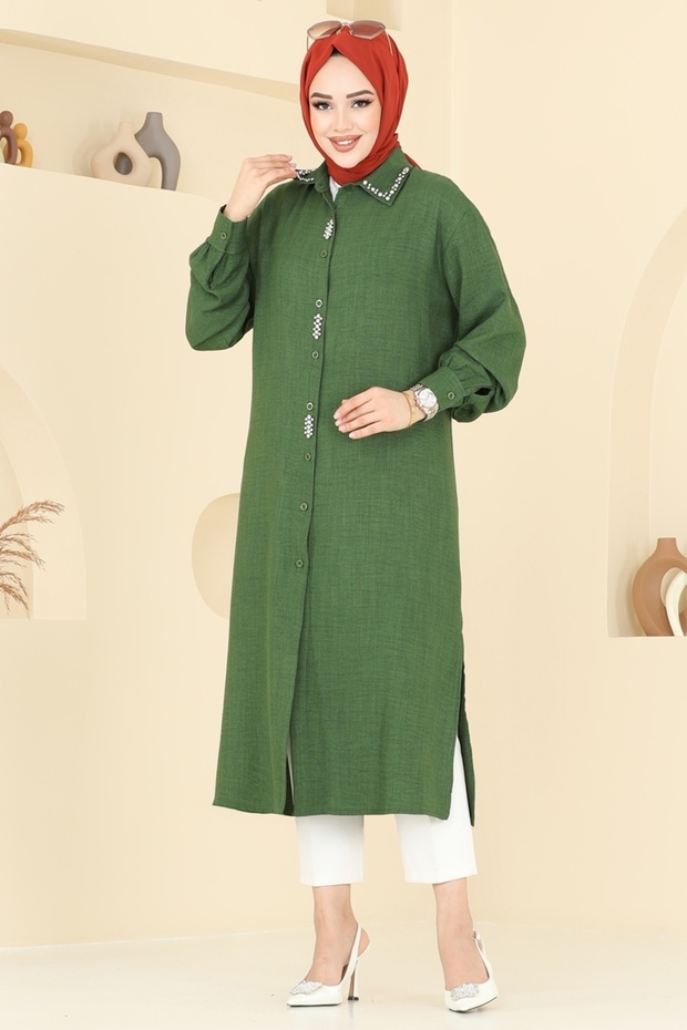 Taş Detaylı Tunik 302HBS856-MS Haki - 1