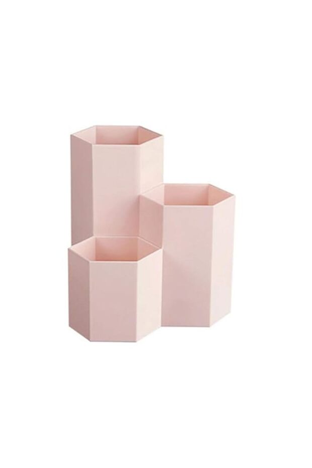PS Nail Polish Cosmetics Box Pen Holder Makeup Brush Storage Case (Pink)