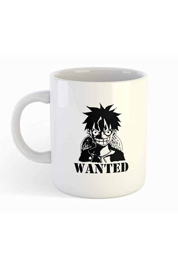 White Mug with one piece Wanted design printing