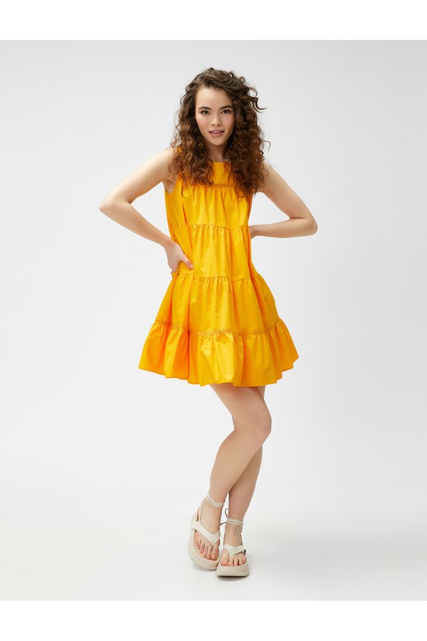 Tiered Mini Dress Sleeveless Cotton