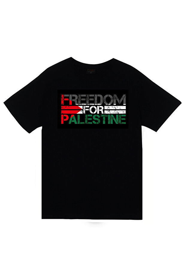 Freedom to Palestine Printed Unisex 100% Cotton Black T-Shirt