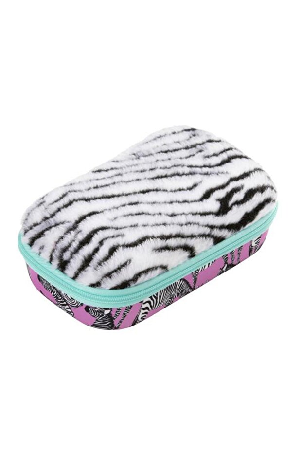 Fur Pencil Case, Zebra - 1