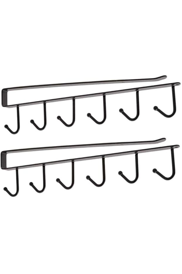 Rubik 2Pcs Multifunction Kitchen Storage Rack Cupboard Shelf Hanging Hook Wardrobe Organizer Holder - Black