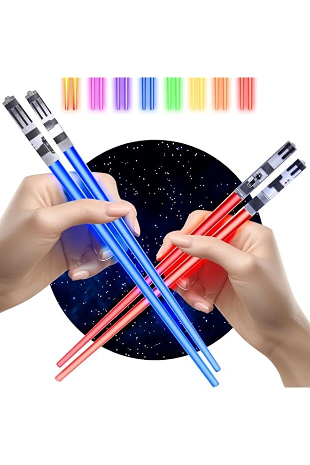 Sabers Chop Lightsaber Led Light Up Chopsticks 2 Pair Red Blue