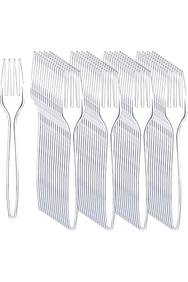 SNH Packing Plastic Disposable Fork 50-Pieces, Clear