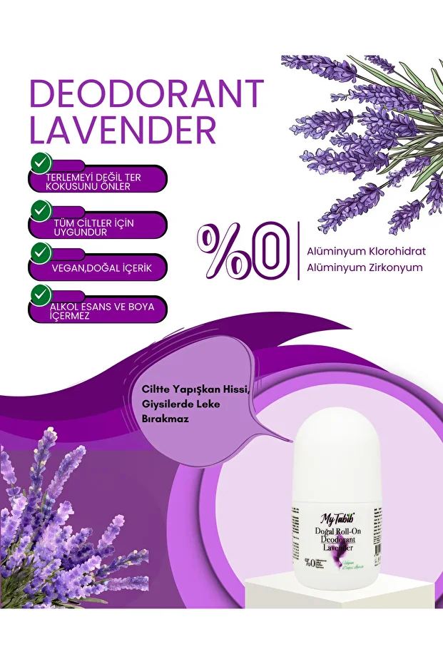 My Tabib Doğal Roll-On Deodorant Lavanta – Kadın Erkek Kullanımı | Vegan İçerik | 50 ml - 4