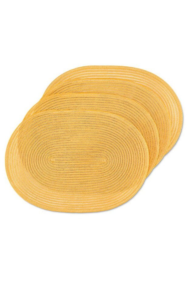 4 مجموعات من مفارش الأطباق البيضاوية، لون بيج - 2