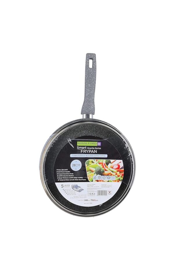 Royalford Smart Fry Pan With Lid 5 Layer Granite Non-Stick Coating Multiple Hob Compatibility Heat- - 1