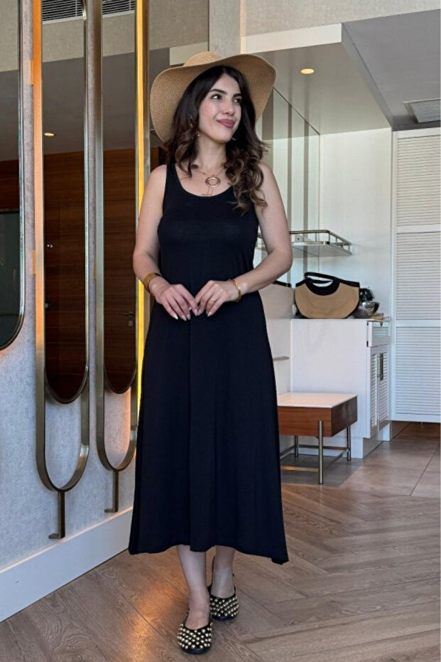 New Season Women's Strap Round Neck Viscose Dress