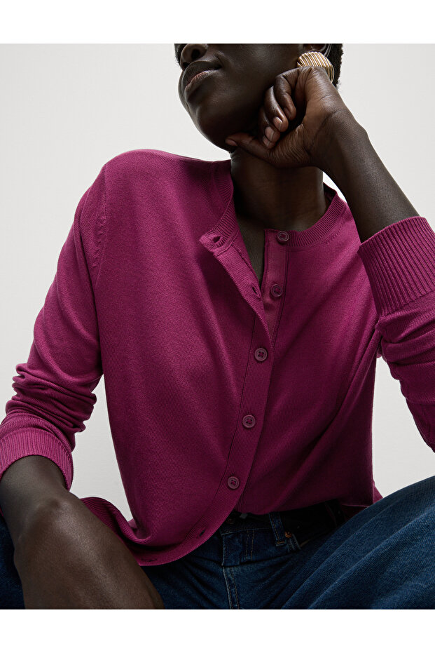 Bisiklet Yaka Düğmeli Hırka - 2