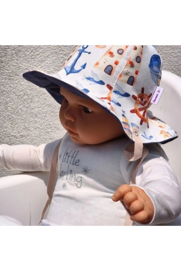 Double Sided Tied Linen Look Baby Bucket Hat