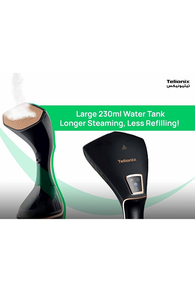 مكواة بخار رقمية محمولة باليد، 1600 واط، بخار متعدد الزوايا، قاعدة سيراميك، قابلة للإزالة - 2