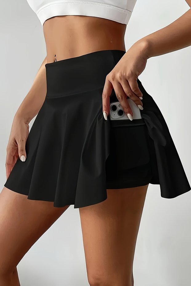 Flexible Lycra Loose Fit Sports Shorts Skirt with Pockets - Tennis Skirt