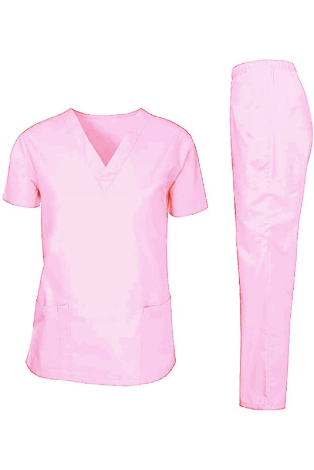 Women's Scrub Set with V-Neck Top and Trousers for Nanny, Housemaid, Nurse by Rannah's Uniform