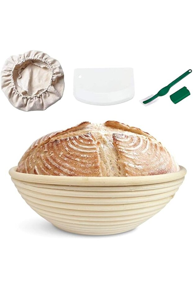 Banneton Bread Proofing Basket,Sourdough proving Rising Rattan,Baking Danish Dough|Whisk Bread Mixer+Lame Slashing Tool+Dough Bowl Scraper+Linen Liner+Bread Baking Set
