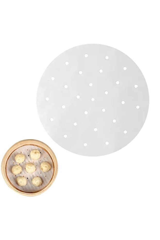 200 PCS Bamboo Steamer Liners,Air Fryer Papers,8 Inch Dumpling Paper Steamer Basket Liners With Hol