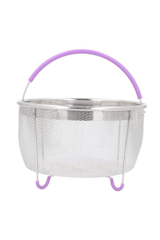Steaming Basket, Stainless Steel Pressure Cooker Cooking Basket with Single Handle Multifunction Me