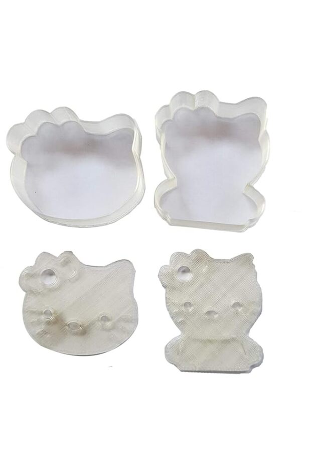 OHM Cute Cat Hello Kitty & Face Pull Press Cookie Cutter Cake Fondant Tool (4 Pieces)