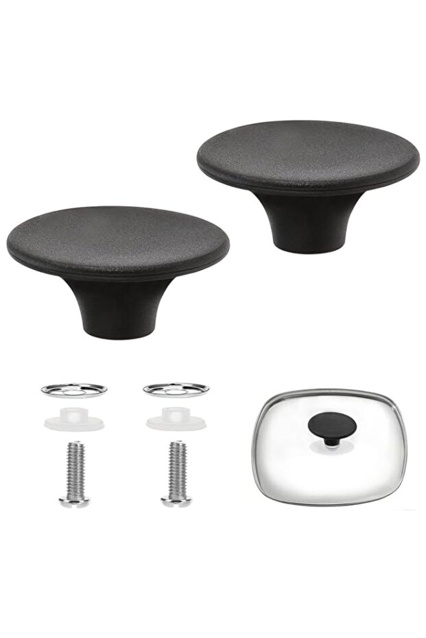 2 Pcs Universal Replacement Pot Lid Knobs, High Heat Resistant Bakelite Handle Set, Durable & Easy to Install Accessory for Cookware and Kettle Covers