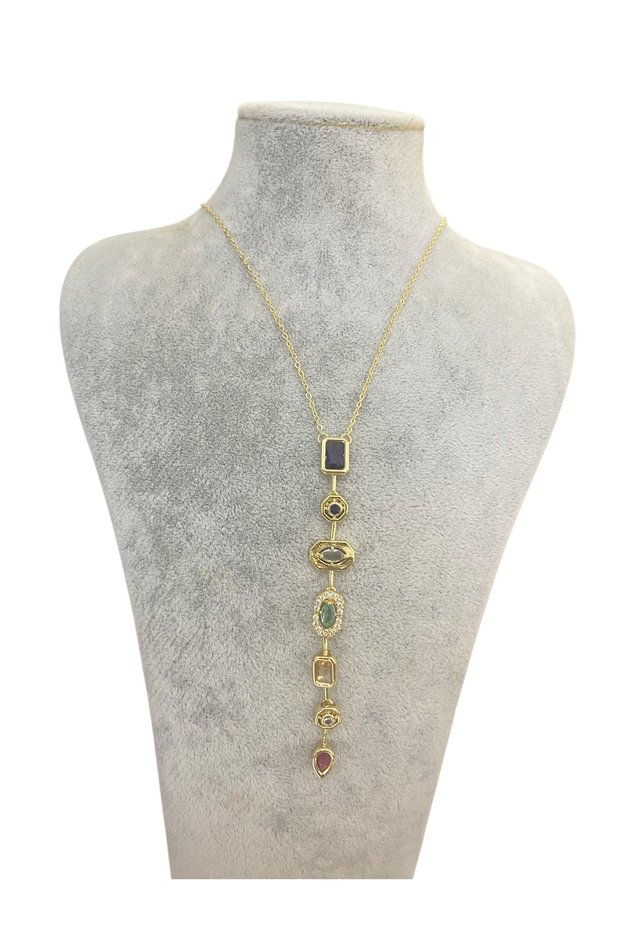 Y Necklace with Colored Stone