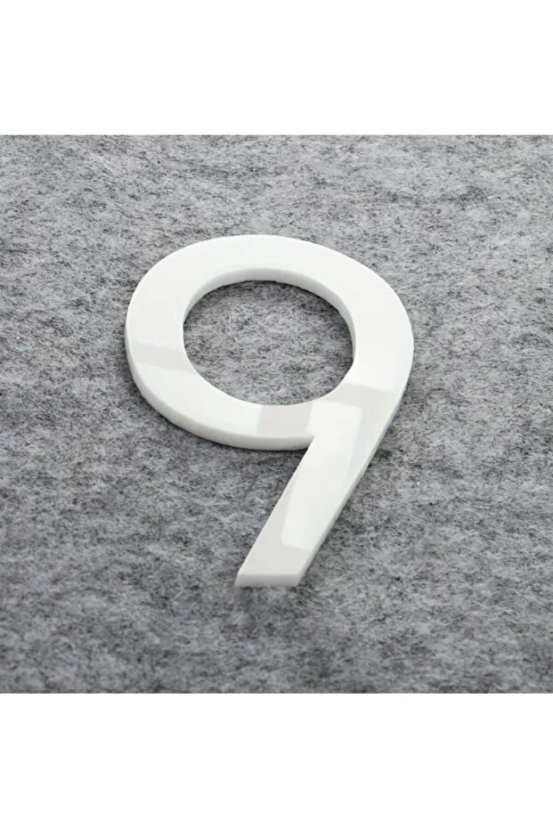 Circle -Wall - Door Number 3 mm Laser Cut White Plexi Self Adhesive Number - 9 Nine