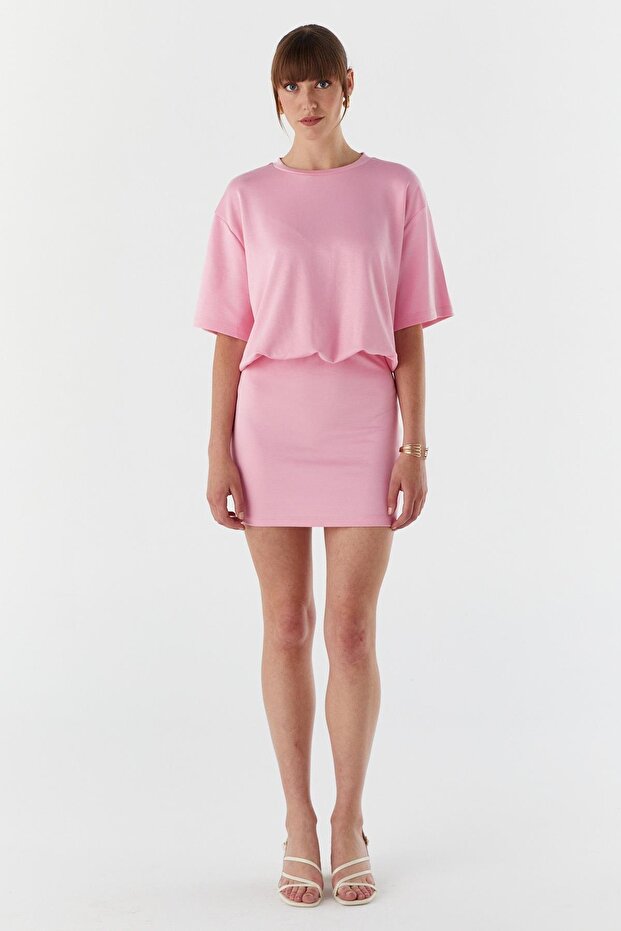Elastic Waist Dress Pink