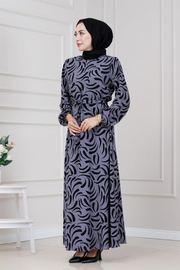 Karin Dress with Tunnel at the Waist-Grey