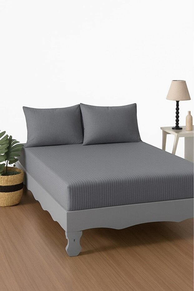 100% Cotton Double Fitted Sheet - Hotel Comfort, Stylish and Simple Design