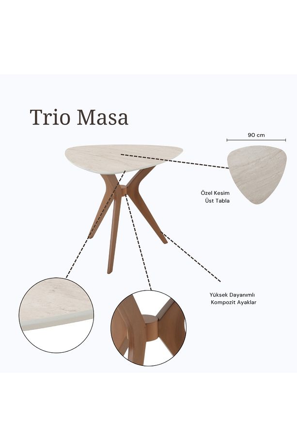 TRİO MODEL TRAVERTEN/CEVİZ ÖZEL KESİM MUTFAK VE BALKON MASASI 90X97 - 5