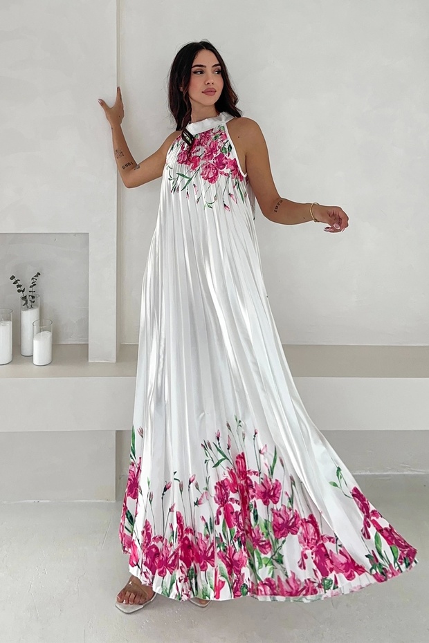 Saten Kumaş Piliseli Elbise - 2