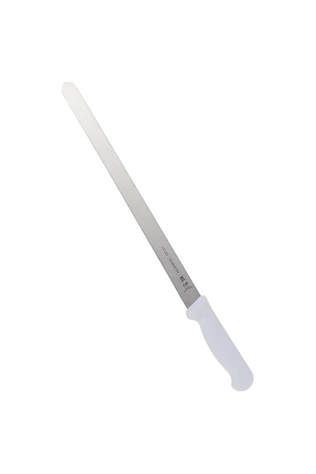 Tramontina Professional 14 Inches Plain Edge Slicer Knife for Cold Cuts with Stainless Steel Blade and White Polypropylene Handle with Antimicrobial Protection
