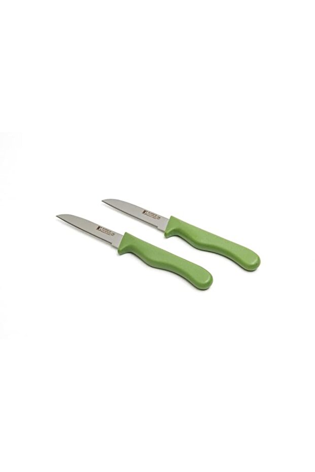 Bergner Ocasa Stainless Steel Serrated Blade Fruit Knife 2-Piece Set, Green