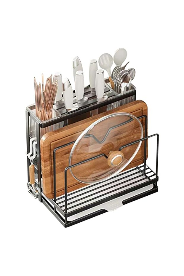Universal Knife Block Holder, Multi-functional Cutting Board Storage And Organizing Rack, Kitchen Utensils Storage And Organizing Rack, Pot Lid Rack, Cutlery Rack For Counter, Cabinet (Black)