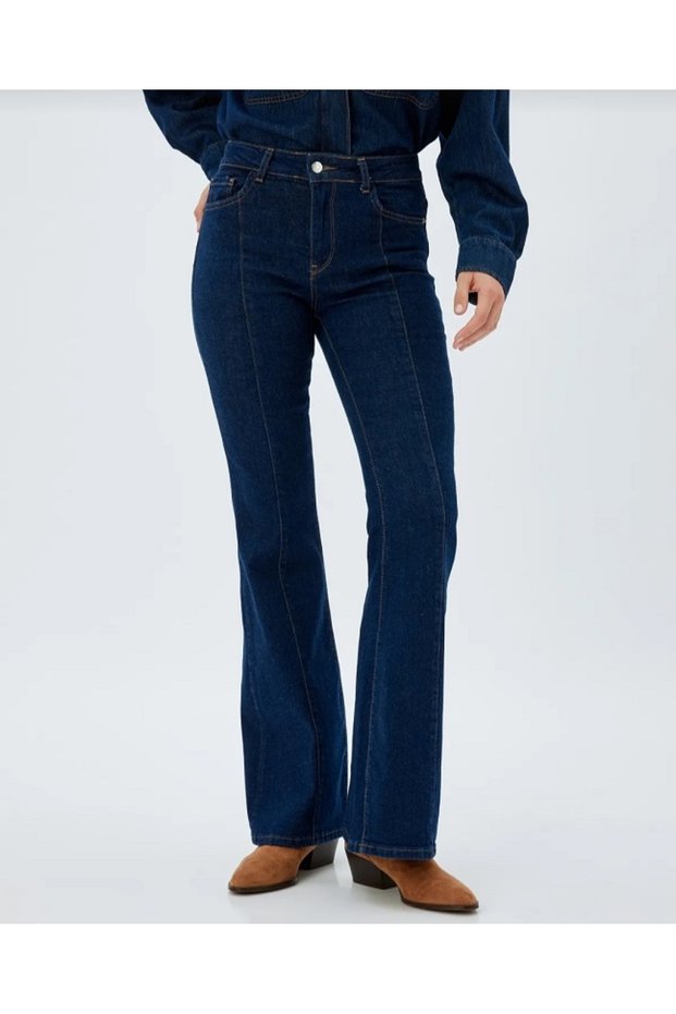 Copy - Women's High Waist Beige Jeans Casual Beige Denim Pants Palazzo Julia