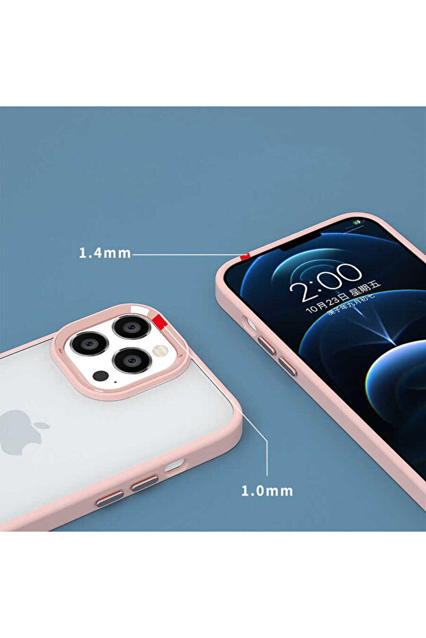 حافظة كروم متوافقة مع هاتف iPhone 14 - وردي فاتح - 3