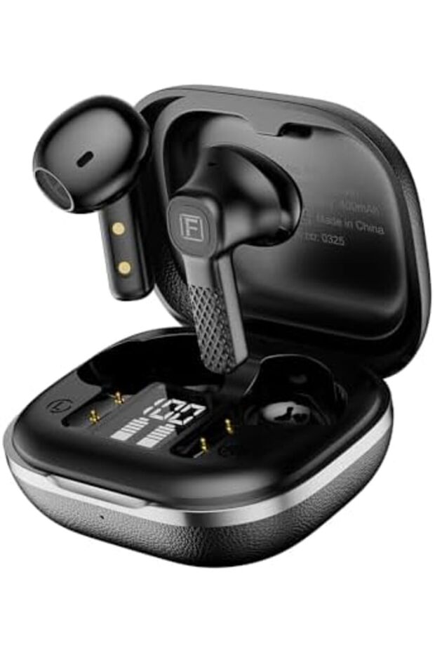 TroniX Half In-Ear Earbuds Bluetooth 5.4 with ENC Tech, LED Display Charging Case, 8H Playbac